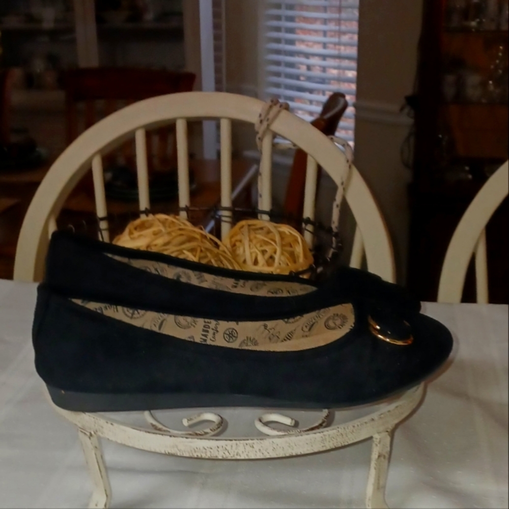 Harborsides Memory Foam  Black Ballet Flats with Gold Hardware  Size 7.5